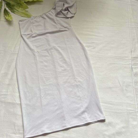 ⭐️mokoru women's sexy ruffle one shoulder sleeveless bodycon midi dress⭐️ - Picture 7 of 9